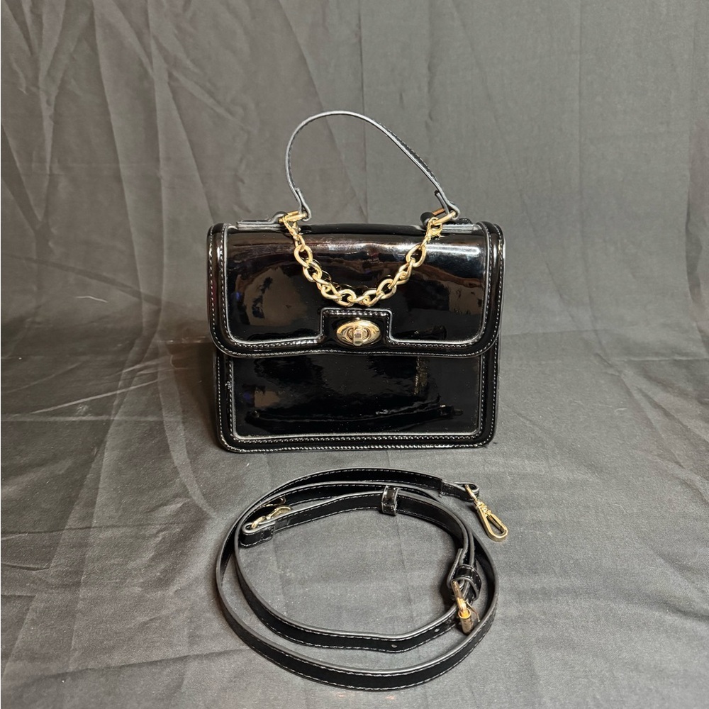 Rachel Zoe Black Patent Leather Crossbody Bag